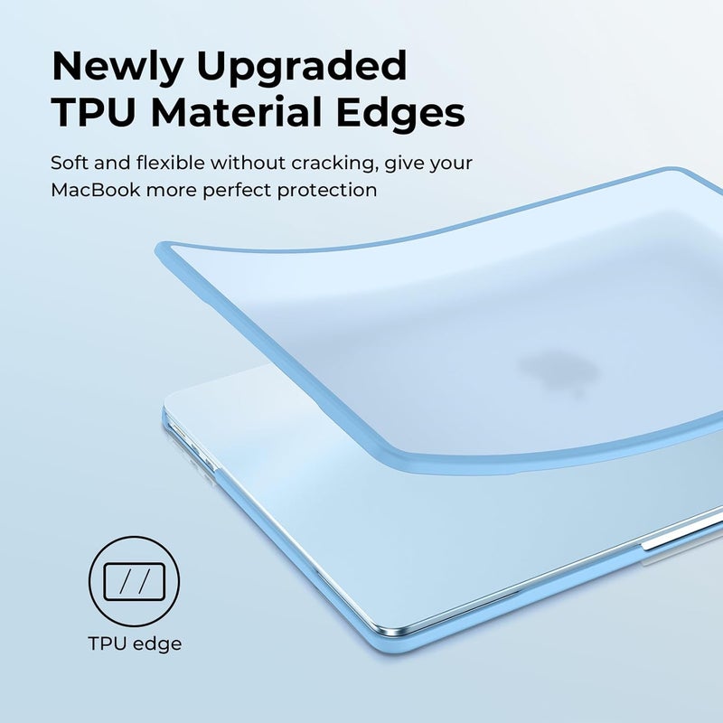 BlueSwan غطاء صلب من BlueSwan متوافق مع ماك بوك إير 15 بوصة 2025 2024 2023, M4 M3 M2 A3241 A3114 A2941, إطار TPU غير لامع مضاد لبصمات الأصابع لغطاء حماية لابتوب ماك إير 15.3" - أزرق سماوي مصنفر - Image 3