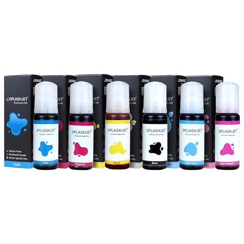 Splashjet 057 Compatible Photo Dye Ink for Epson L8050, L18050 Printer - Ink Bottle for 057 Code for Epson Inktank Printer - (70gm x C/M/Y/BK/LC/LM) (Pack of 6) Ink Bottle - 503492 - Image 1