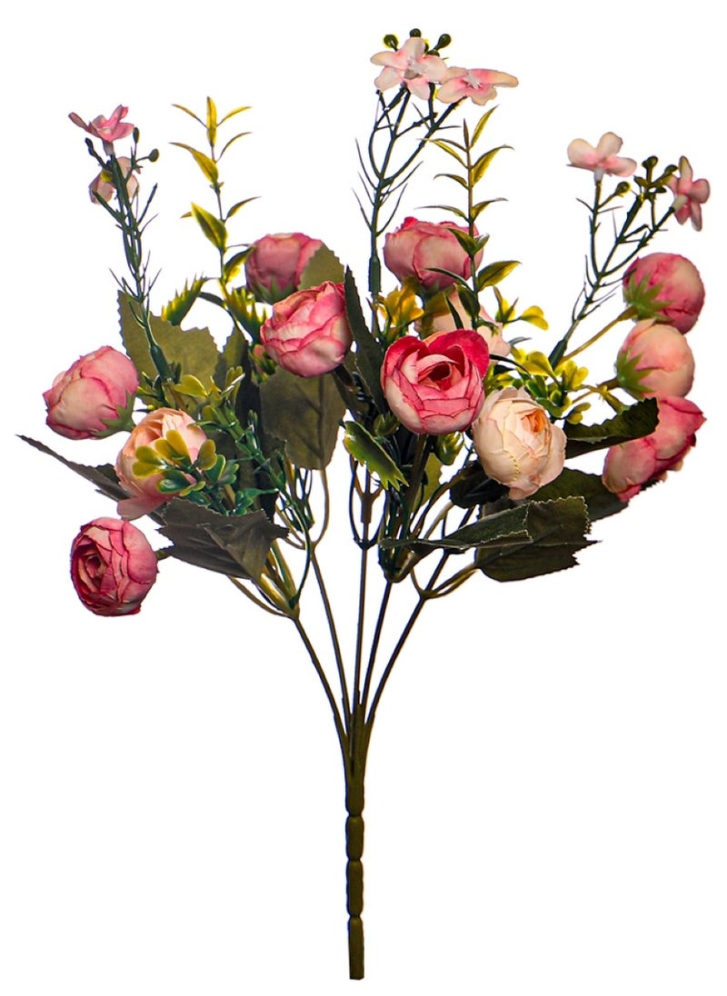 Huitich - Petite Bloom: Mini Artificial Peony Flowers Bouquet Red - Image 1