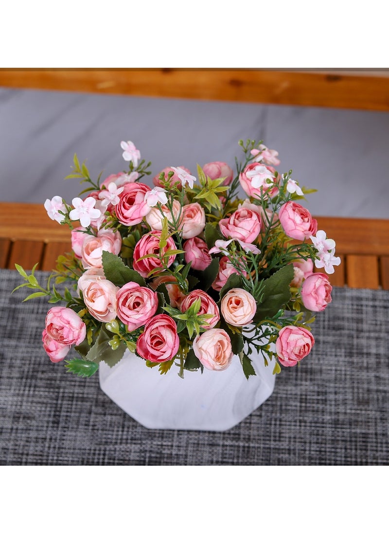 Huitich - Petite Bloom: Mini Artificial Peony Flowers Bouquet Red - Image 1