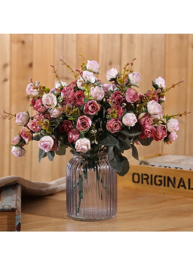 Huitich - Petite Bloom: Mini Artificial Peony Flowers Bouquet Red - Image 1
