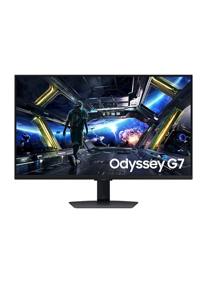 سامسونج شاشة ألعاب Odyssey G7 32 بوصة 4K UHD، 144 هرتز، 1 مللي ثانية، IPS، مركز ألعاب، زاوية عرض واسعة، معالج NQM AI، AMD FreeSync، تدعم التلفاز الذكي، تبديل تلقائي للمصدر، قاعدة قابلة للتعديل في الارتفاع، LS32DG7 - Image 1