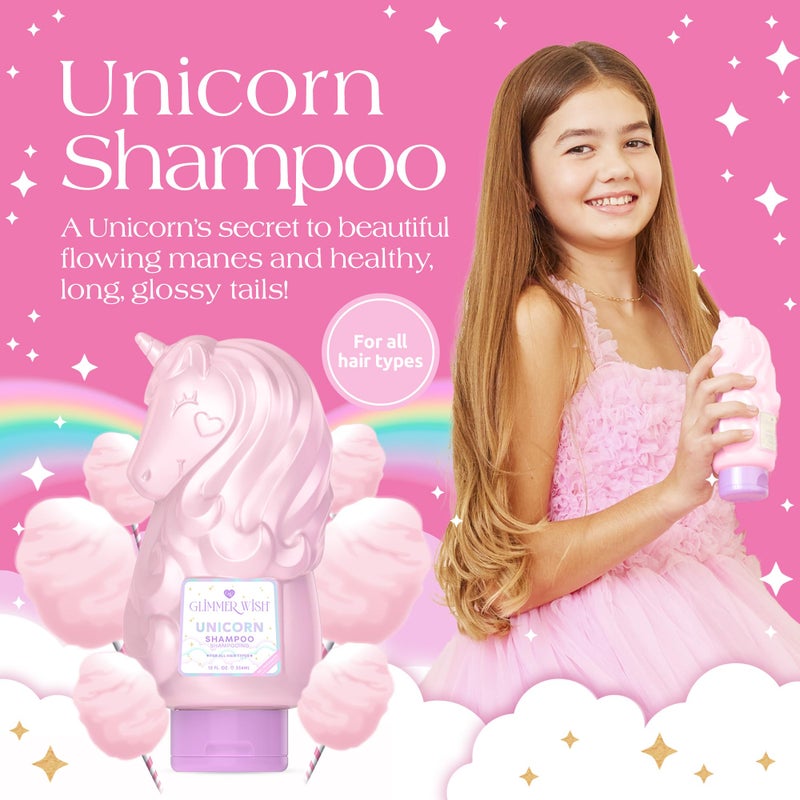 Glimmer Wish Unicorn Kids Shampoo, Paraben and Sulfate Free Shampoo for Soft and Manageable Hair, Kids Hair Care, Cotton Candy Scent, 12 Fl Oz - Image 2