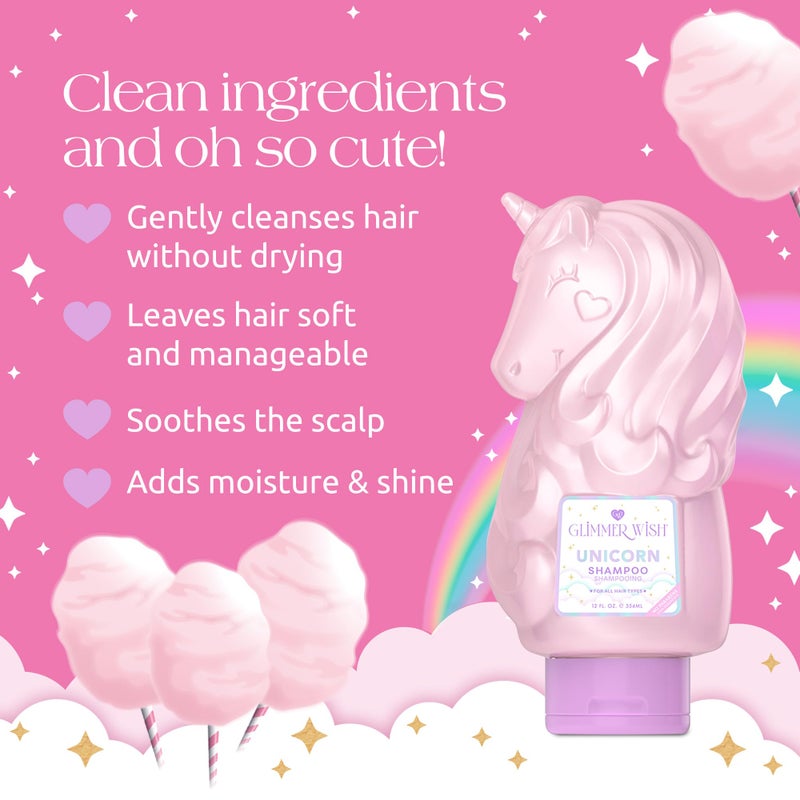 Glimmer Wish Unicorn Kids Shampoo, Paraben and Sulfate Free Shampoo for Soft and Manageable Hair, Kids Hair Care, Cotton Candy Scent, 12 Fl Oz - Image 3