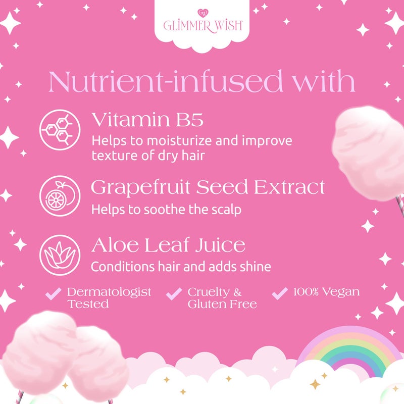 Glimmer Wish Unicorn Kids Shampoo, Paraben and Sulfate Free Shampoo for Soft and Manageable Hair, Kids Hair Care, Cotton Candy Scent, 12 Fl Oz - Image 4