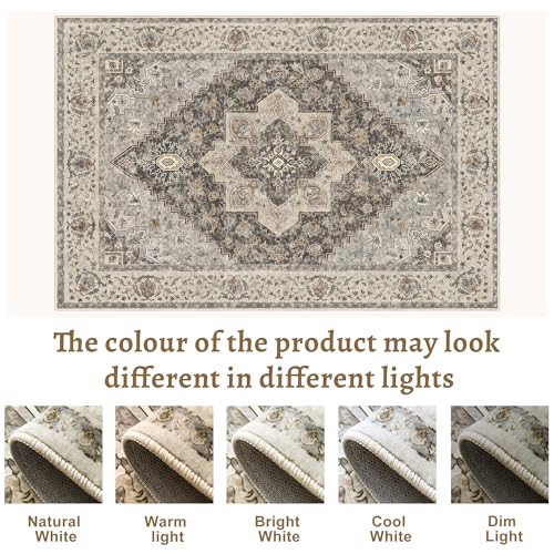 Tangsoo 2x6 Washable Runner Rug for Hallways, Non Slip Vintage Runner, Soft Low Pile Long Rug Runner, Print Distressed Grey Carpet Runners for Kitchen Bedroom Entryway Bathroom Living Room - Image 2