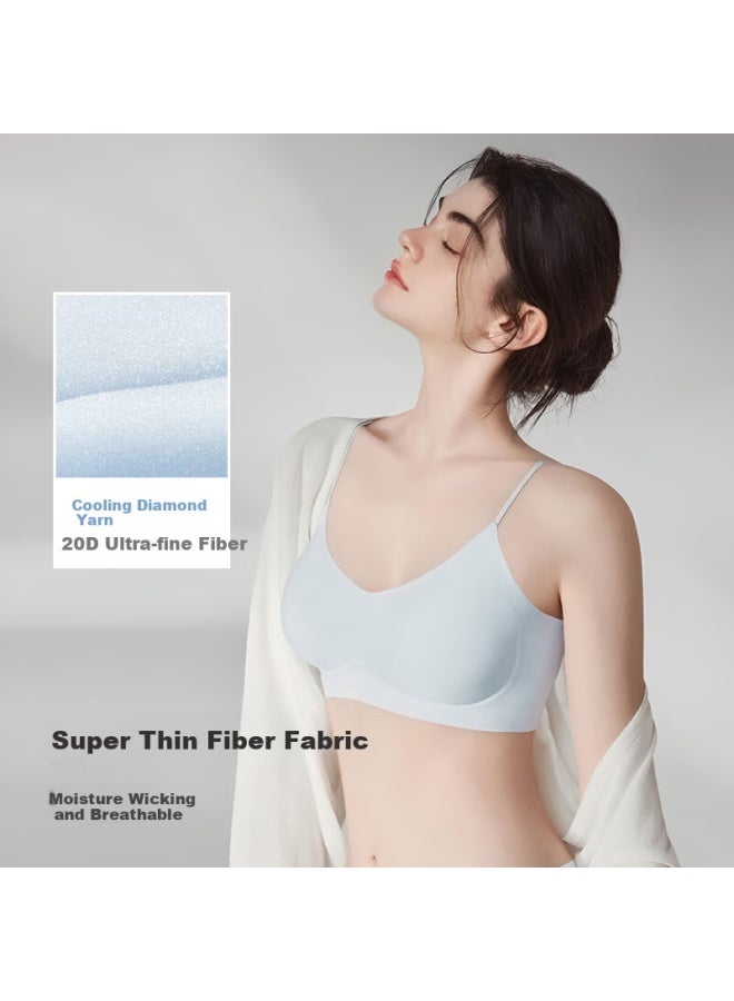 Luckmeey Zhuxudan Same Style High-light Diamond Mesh Bra Women's Seamless Beauty Back Bra Summer Small Chest Gathering Strap Fine Shoulder Strap - Image 1