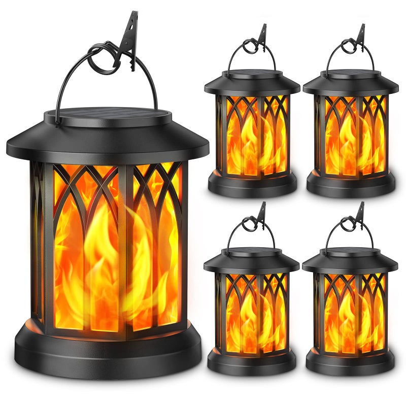 KOOPER 4 Pack Solar Lantern Outdoor Lights, Upgraded Flickering Flame Solar Lanterns Lights Outdoor Waterproof, Hanging Lantern Decorative, Solar Powered Lanterns for Yard Patio Path Tree Garden Decor - Image 1