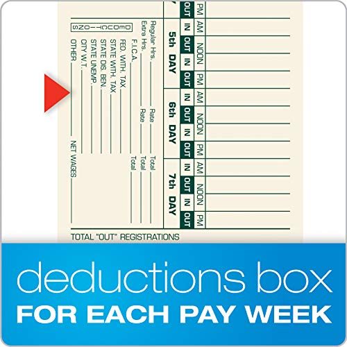 TOPS Time Cards, Bi-Weekly, 2-Sided, Numbered Days, 3-1/2" x 9", Manila, Green/Red Print, 500-Count (1275) - Image 5