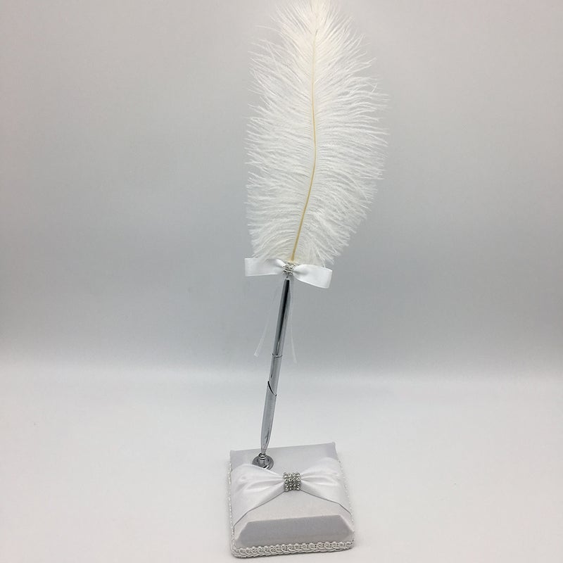 Wedding Signing Pen Claw Chain Feather Pen with Holder Wedding Signature Pen Set Decoration Supplies for Guest Book - Image 1