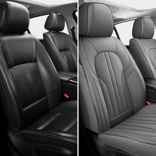 MINGBRON Car Seat Covers Front Seats, Comfortable Leather Car Seat Covers, Waterproof Front Seat Covers for Cars, Luxury Automotive Seat Protecor Covers for Most Sedans SUV Pick-up Truck (Gray) - Image 2