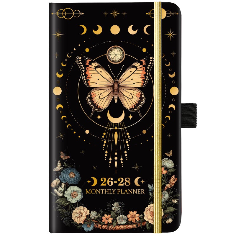 Pinchoco 2026-2028 Pocket Planner/Calendar - 3 Year Monthly Planner 2026-2028, January 2026 - December 2028(36 Months), 6.3" x 3.8", Monthly Calendar with Inner Pocket and 61 Notes Pages - Butterfly - Image 1