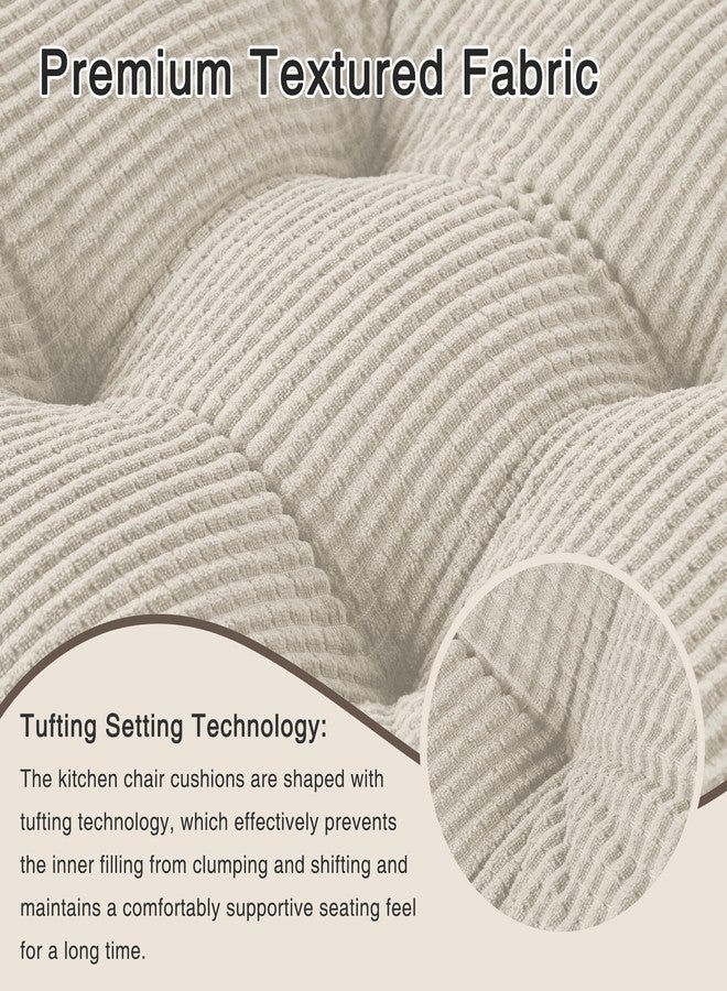 OVOV Dining Chair Cushions Set of 2 Soft Non-Slip Kitchen Chair Pads Tufted Seat Cushion with Ties for Kitchen Dining Room(18" x 16.5" x 3" Beige) - Image 4