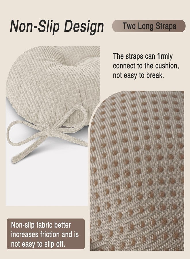 OVOV Dining Chair Cushions Set of 2 Soft Non-Slip Kitchen Chair Pads Tufted Seat Cushion with Ties for Kitchen Dining Room(18" x 16.5" x 3" Beige) - Image 3