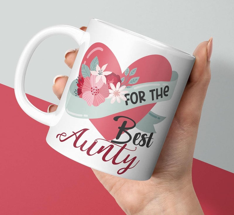 CHHAAP for The Best Aunty Mug for Chachi Neighbors to Gift on Happy Birthday Anniversary and Mothers Day Printed White Ceramic Coffee Tea Milk 350 ml Mug Pack of 1 FTBM1 02 - Image 1