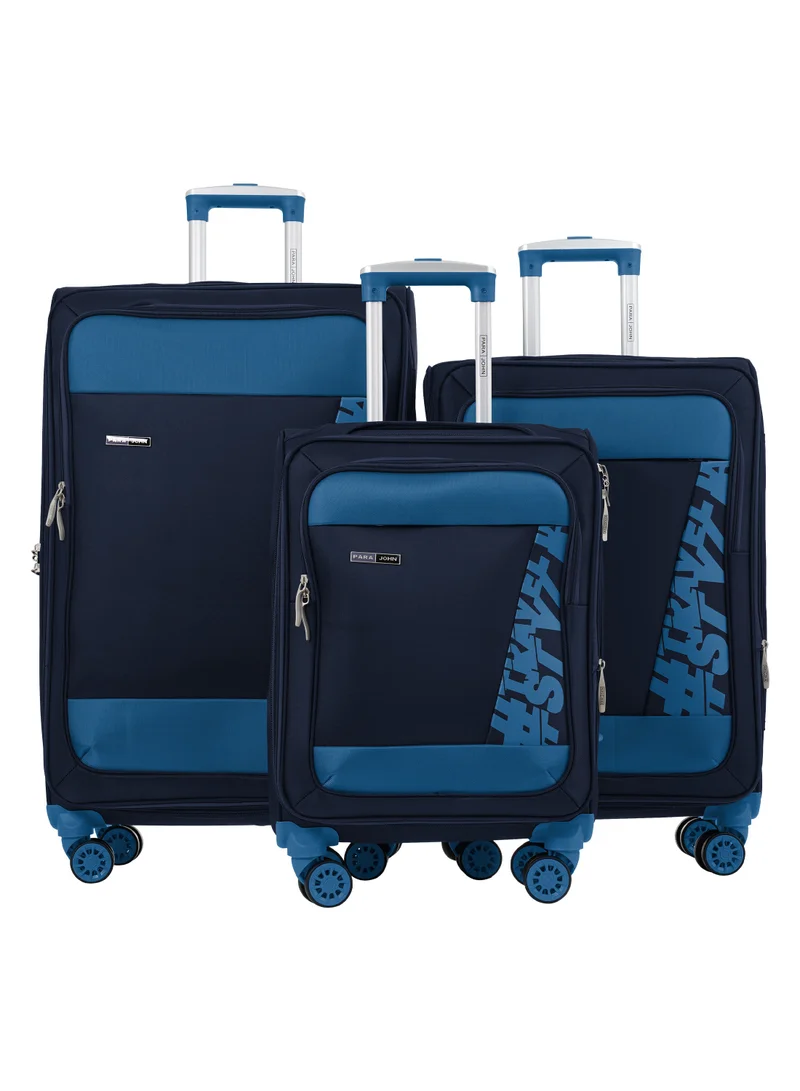 Hyper Trek 3 Pieces Set 8 Wheels Soft Luggage -Navy