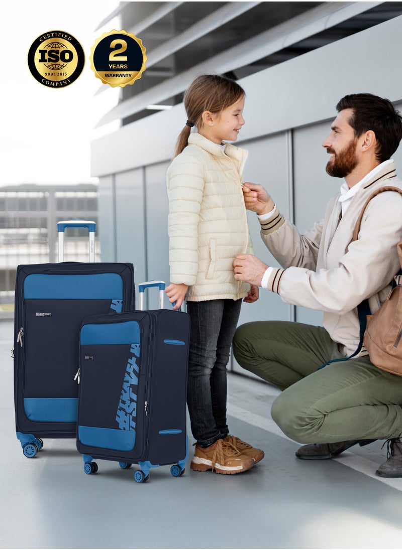 Hyper Trek 3 Pieces Set 8 Wheels Soft Luggage -Navy