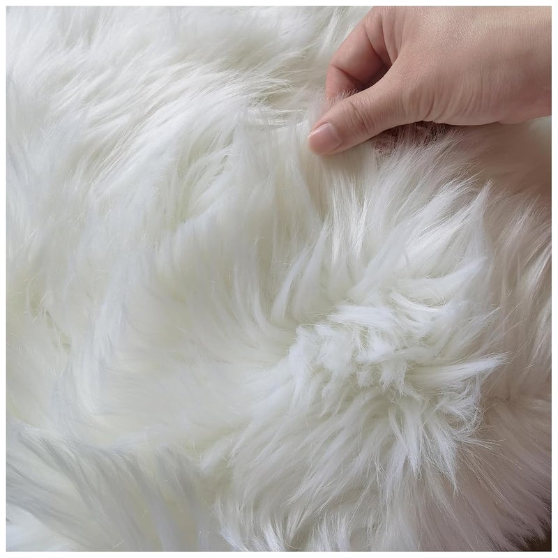 DSHXL Faux Sheepskin Fur Fuzzy Furry Rug 2x3 Ft Rectangle Small White Furry Rugs Bedside Fluffy Area Rug Fur Rugs for Bedroom Living Room Dorm Room Photography - Image 2