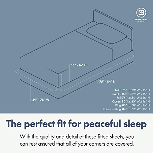 Threadmill 100% Cotton Sheets for King Size Bed - 600 Thread Count King Bed Sheets Set with 16” Deep Pocket - Damask Stripe Sateen Weave 4-Piece Bedding Set with Cooling Effect, White - Image 4