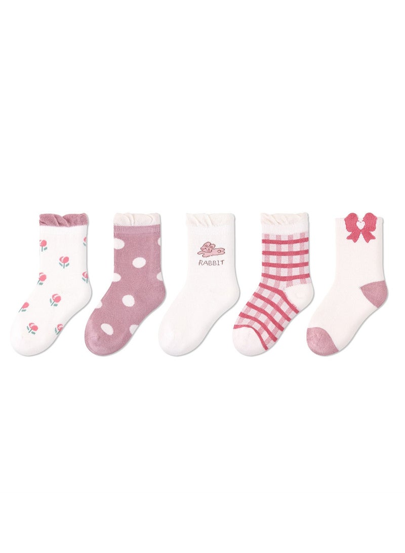 5 pairs of children's socks thin cute cartoon baby socks cotton - Image 1