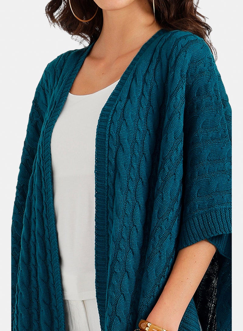 Carina Cable Knit Open-Front Poncho - Image 4