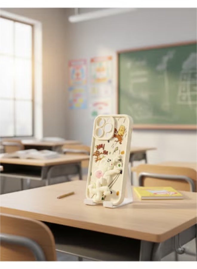 Grace case for iPhone 16 pro max - Playful: cream Silicone Tom & Jerry Phone Case - Cute Cartoon Classic Animation Series Cover for iphone 16 pro max - Image 3