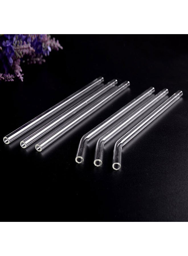 6-Piece Reusable Drinking Straws With 2 Brushes Silver - Image 2