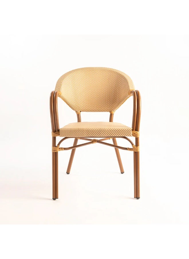 Home auraa Luxe Outdoor Aluminum Dining Chair Set of 2 | Bistro Patio Chair with Woven Seat & Back | Weather-Resistant Garden & Balcony Chair | 84 x 62 x 57 CM - Image 1