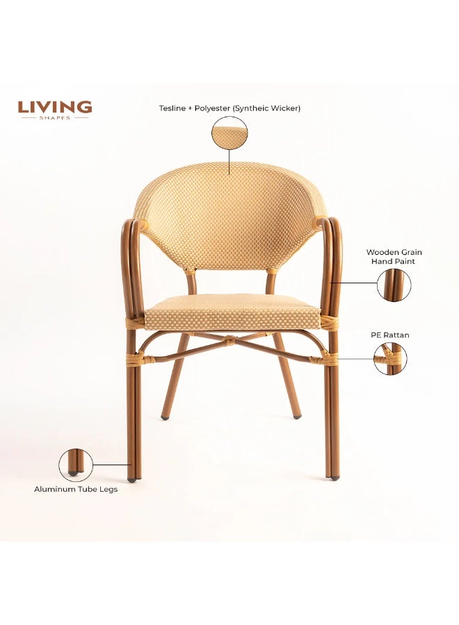Home auraa Luxe Outdoor Aluminum Dining Chair Set of 2 | Bistro Patio Chair with Woven Seat & Back | Weather-Resistant Garden & Balcony Chair | 84 x 62 x 57 CM - Image 4