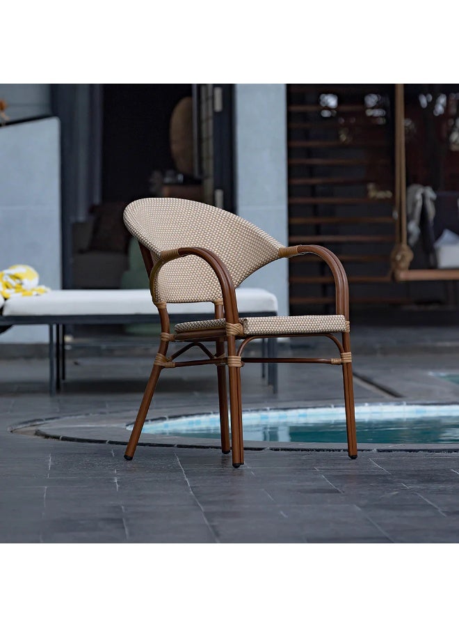 Home auraa Luxe Outdoor Aluminum Dining Chair Set of 2 | Bistro Patio Chair with Woven Seat & Back | Weather-Resistant Garden & Balcony Chair | 84 x 62 x 57 CM - Image 5