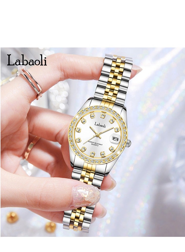 Labaoli ساعة لاباولي النسائية المقاومة للماء وساعة عمل مرصعة بالألماس بالكامل للنساء - Image 4