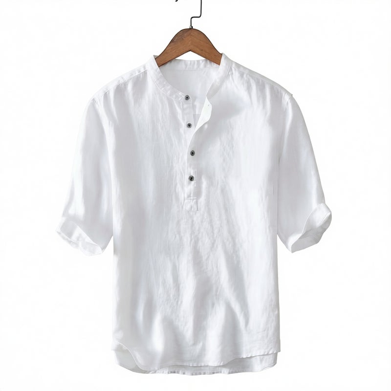 Mens Loose Fit Short Sleeve Polo Shirt Vintage Chinese Style Summer Top
