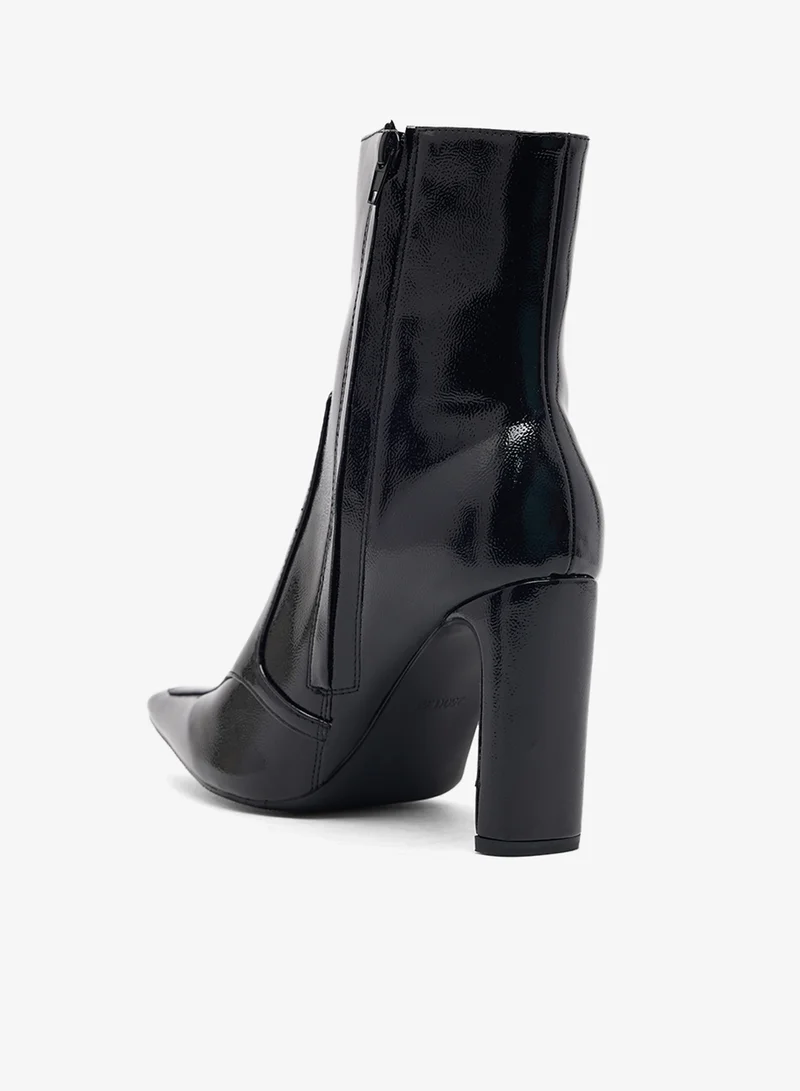 Ella Black Pointed Toe Platform Heel Mid Calf Boots for Women | Best Price UAE