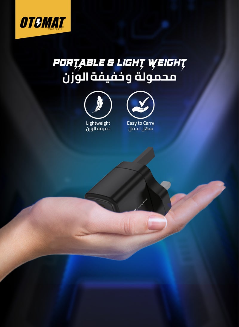 OTOMAT 48W Dual Port PD and QC Fast Charger (30W Type-C PD + 18W QC) – Innovative SIC Tech for iPhone, Android, Power Banks, Tablets – Black - Image 5