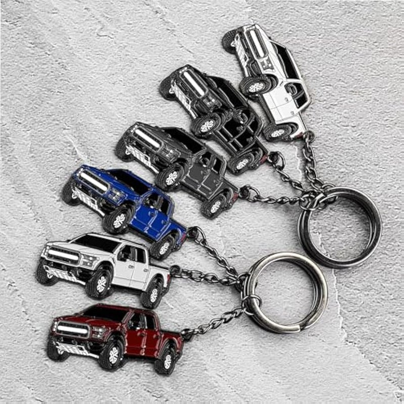 سلسلة مفاتيح معدنية ثلاثية الابعاد لسيارة فورد F150 من كوتيبوك (لون رمادي) - Image 2