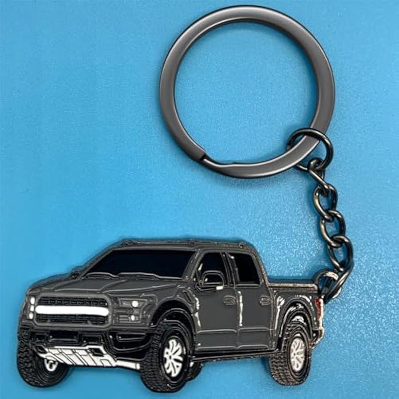 سلسلة مفاتيح معدنية ثلاثية الابعاد لسيارة فورد F150 من كوتيبوك (لون رمادي) - Image 5