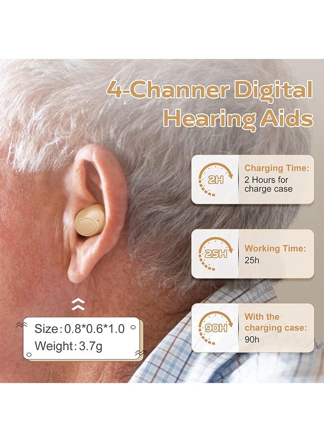 Rechargeable Hearing Aids for Seniors & Adults with with Noise Cancelling,Digital Hearing Amplifier with Into Ear No Squealing,Magnetic Contact Charging Box witg LED Power Display - Image 4