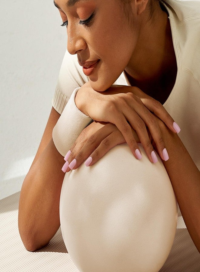 BTArtbox Press On Nails Square - Solid Pink Short Press On Nails with Glue for Women, Opaque Soft Gel Glue On Nails in 16 Sizes - 32 Stick On Nails Kit, Yoga - Image 3