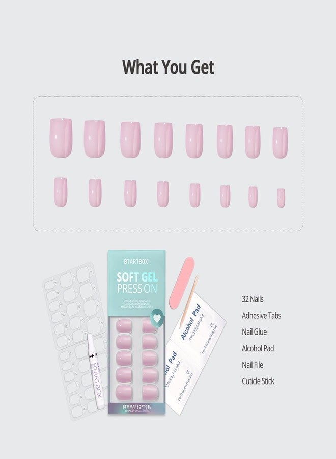 BTArtbox Press On Nails Square - Solid Pink Short Press On Nails with Glue for Women, Opaque Soft Gel Glue On Nails in 16 Sizes - 32 Stick On Nails Kit, Yoga - Image 5