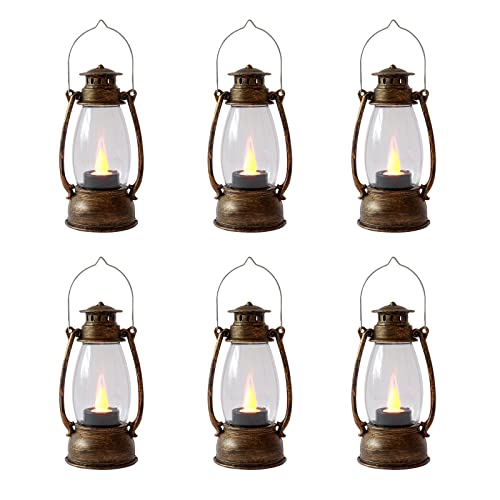 Reperla Mini Lanterns (6 Pcs-5.1in) Small Lantern Decorative Indoor Outdoor Hanging Ornaments LED Candle Lights Decorative Home Decor for Weddings Western Camping Party Halloween Christmas Decorations - Image 1