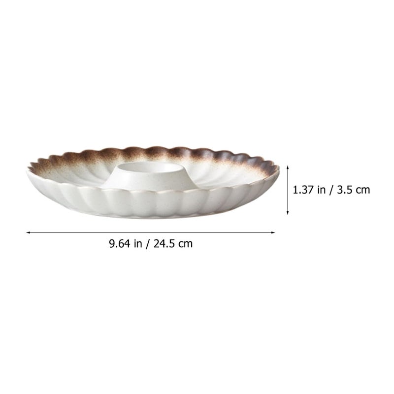 Ceramic Dumpling and Sushi Serving Plate Gold Decorative Japanese Style Retro Dish - Image 3
