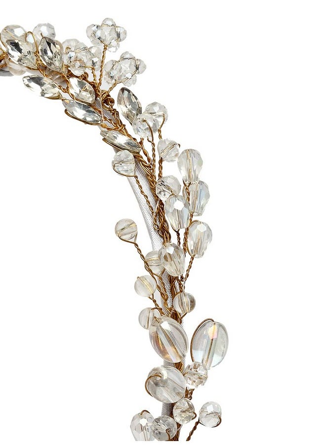 Vogue Hair Accessories - Metal Handmade Crystal With Pearls Fancy Party Wedding Bridal Hairband Headband Hair Accessories For Women And Girls (White Handmade) - Image 1
