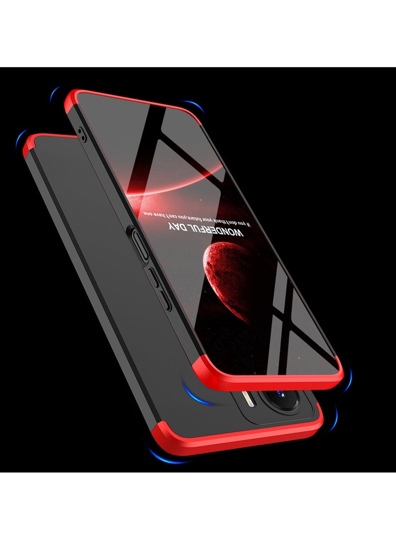 GKK - Compatible With vivo Y16 GKK 360 Degree Protection Cover- (Red&Black) - Image 1