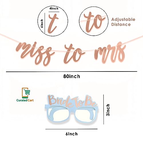 Curated Cart Bride to Be Combo Set - Pink Sash with Gold Bride to Be Text, Gold Plated Bride Headband, Miss to Mrs Banner, and Bride to Be Glasses Prop - Bridal Shower Decorations Kit Combo - Image 3