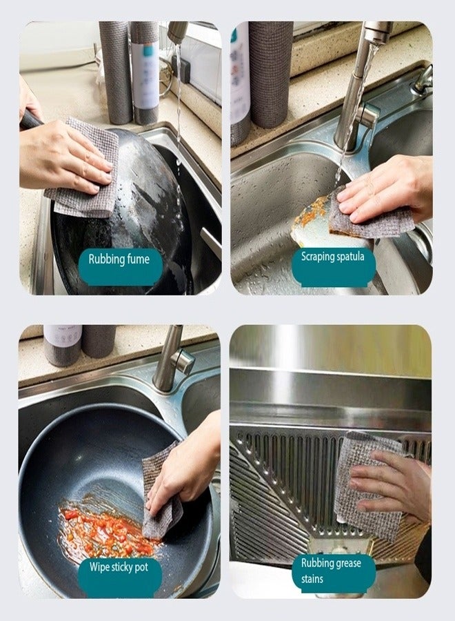 fashionhome Multipurpose Durable Easy to Clean kitchen Scrubbing Cloth Roll Microfiber Cleaning Kitchen Wear-Resistant Non-Stick Oil Cleaning Towel 20x22 cm - Image 4