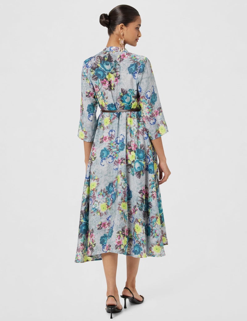 Biba Women's Gry Flared Poly Viscose Printed Dress Grey - Image 3