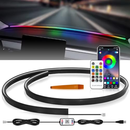 Carzex Car Wind Shield LED Strip K4 Ambient Light, Multi-Color Matrix Interior Atmosphere Light for Car – App Controlled, Magic Running Atmosphere Light (1.5 Meter) - Image 1