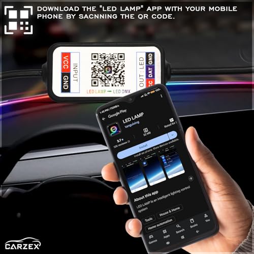 Carzex Car Wind Shield LED Strip K4 Ambient Light, Multi-Color Matrix Interior Atmosphere Light for Car – App Controlled, Magic Running Atmosphere Light (1.5 Meter) - Image 5