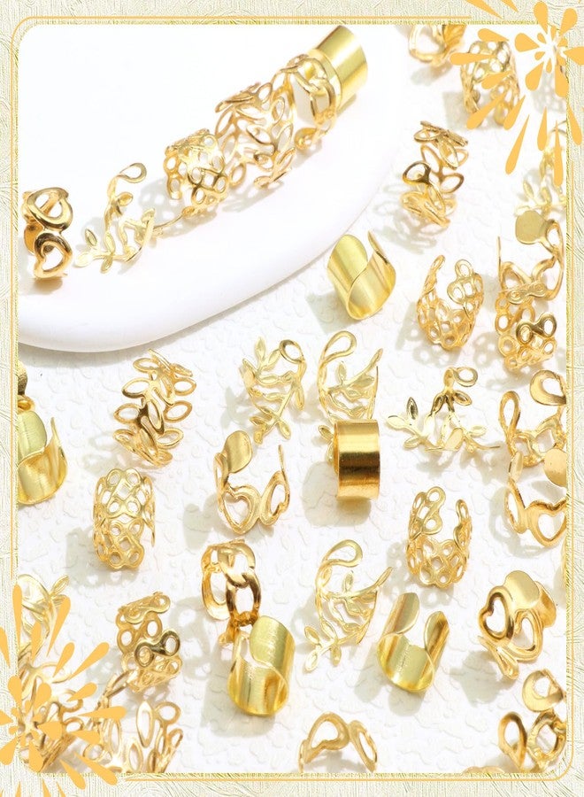 VENOFEN 60PCS Gold Hair Jewelry Adjustable Hair Cuffs Metal Braid Clips Loc Jewelry Hair Rings Mix Styles Non-Piercing Ear Cuffs Dreadlock Accessories for Women and Girls - Image 2