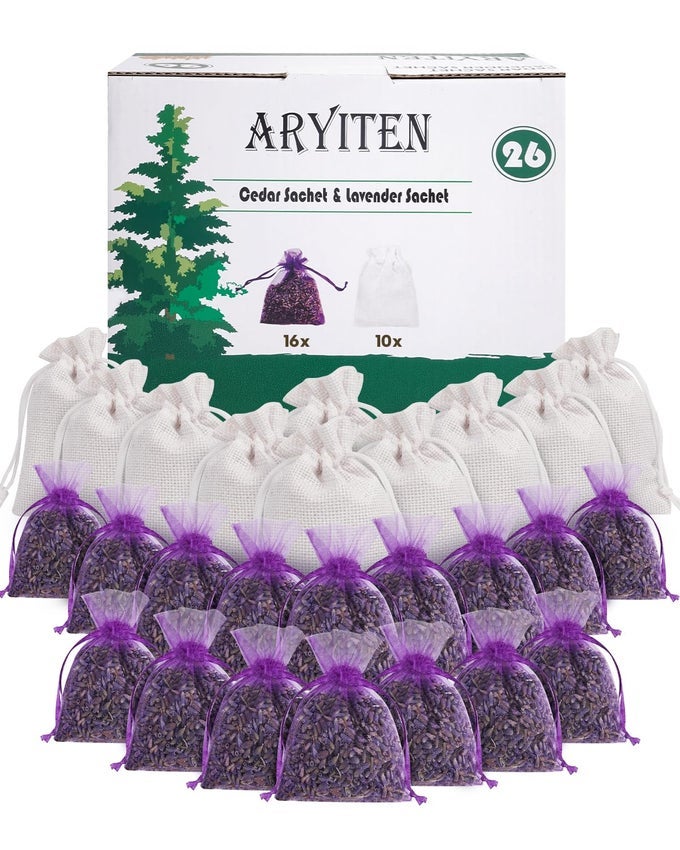 26 PACK CEDAR CHIPS AND NATURAL DRIED LAVENDER SACHETS BAGS STOP CLOTHES DAMAGE CEDAR AND LAVENDAR HOME FRAGRANCE FOR DRAWERS AND CLOSETS